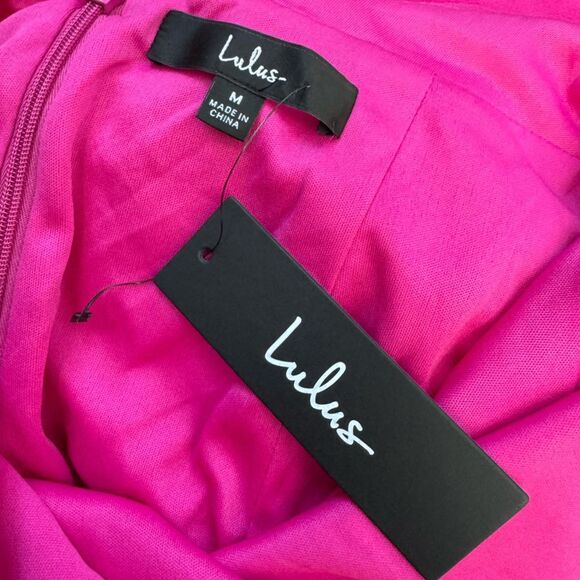 NWT Lulus Keep It Interesting Hot Pink Asymmetrical Halter Jumpsuit Size Medium - Picture 12 of 12